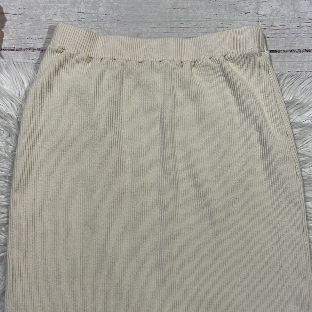 Free People Beach Josie Ecru Ribbed Knit Sweater Midi Skirt - Picture 5 of 10